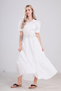 Foto 4 | Foto 4 | Vestido Camisero A Rayas Utcoco A Rayas Con Botones Y Dobladillo Con Volantes Maxi - Venta Internacional.