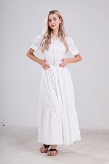 Foto 5 | Foto 5 | Vestido Camisero A Rayas Utcoco A Rayas Con Botones Y Dobladillo Con Volantes Maxi - Venta Internacional.