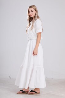 Foto 6 | Foto 6 | Vestido Camisero A Rayas Utcoco A Rayas Con Botones Y Dobladillo Con Volantes Maxi - Venta Internacional.