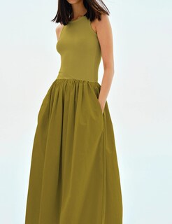 Foto 3 | Foto 3 | Vestido Missactiver De Cuello Redondo Sin Mangas Maxi Verde De Algodón Para Mujer - Venta Internacional.