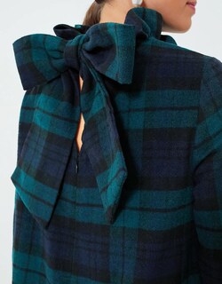 Foto 4 | Foto 4 | Vestido Yexpine De Lana A Cuadros De Otoño Para Mujer Con Pajarita Verde - Venta Internacional.