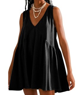 Foto 1 | Foto 1 | Vestido Opcakm Cuello En V Sin Mangas Mini Holgado Verano Negro - Venta Internacional.