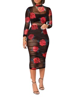 Foto 1 | Foto 1 | Vestido Ajustado De Malla Transparente De 3 Piezas Para Mujer - Venta Internacional.