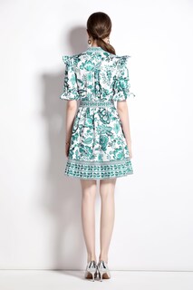 Foto 2 | Foto 2 | Vestido Lai Meng Five Cats Mini Con Cuello En V Y Estampado Floral Para Mujer - Venta Internacional.