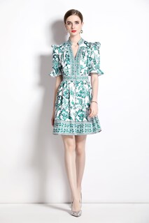 Foto 3 | Foto 3 | Vestido Lai Meng Five Cats Mini Con Cuello En V Y Estampado Floral Para Mujer - Venta Internacional.