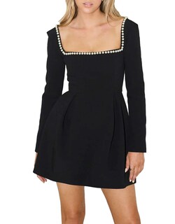 Foto 1 | Foto 1 | Vestido Yexpine Minivestido Negro De Manga Larga Para Mujer - Venta Internacional.