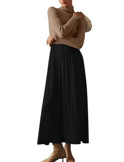 Foto 1 | Foto 1 | Vestido Largo Hocandy Para Mujer Suéter De Cuello Alto Con Estampado De Retazos - Venta Internacional.