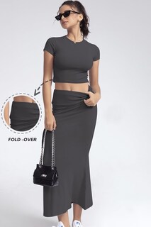 Foto 2 | Foto 2 | Conjunto De Dos Piezas Chyrii De Manga Corta Y Falda Larga Para Mujer - Venta Internacional.