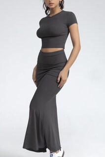 Foto 3 | Foto 3 | Conjunto De Dos Piezas Chyrii De Manga Corta Y Falda Larga Para Mujer - Venta Internacional.