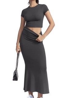 Foto 5 | Foto 5 | Conjunto De Dos Piezas Chyrii De Manga Corta Y Falda Larga Para Mujer - Venta Internacional.