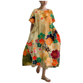 Foto 1 | Foto 1 | Vestido Marsvovo Para Mujer Estilo Bohemio Maxi Talla Grande Manga Corta - Venta Internacional.