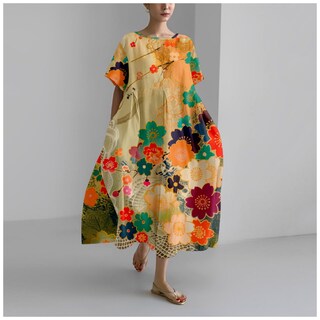 Foto 2 | Foto 2 | Vestido Marsvovo Para Mujer Estilo Bohemio Maxi Talla Grande Manga Corta - Venta Internacional.