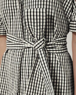 Foto 2 | Foto 2 | Vestido Largo Yexpine A Cuadros De Media Manga Con Cuello En V Y Cinturón Para Mujer - Venta Internacional.