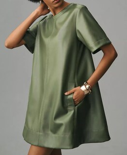 Foto 2 | Foto 2 | Vestido Ezapine Mini De Piel Sintética Verde A Line Para Mujer - Venta Internacional.