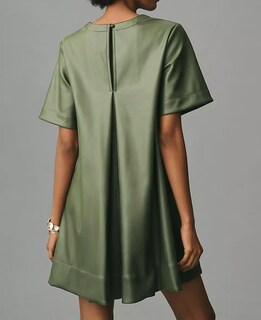 Foto 3 | Foto 3 | Vestido Ezapine Mini De Piel Sintética Verde A Line Para Mujer - Venta Internacional.