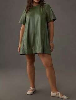 Foto 6 | Foto 6 | Vestido Ezapine Mini De Piel Sintética Verde A Line Para Mujer - Venta Internacional.