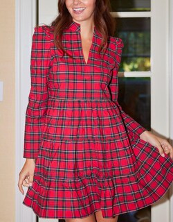 Foto 3 | Foto 3 | Vestido Túnica Yexpine Con Cuello En V Y Estampado A Cuadros De Manga Larga Para Mujer - Venta Internacional.
