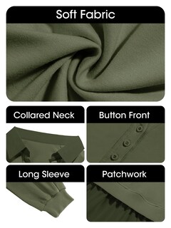 Foto 5 | Foto 5 | Vestido Tipo Sudadera Fisoew Gran Tamaño Cuello En V Patchwork Verde Militar - Venta Internacional.