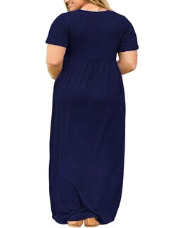 Foto 2 | Foto 2 | Vestido Largo Halife Azul Marino Talla Grande Con Bolsillos Para Mujer - Venta Internacional.