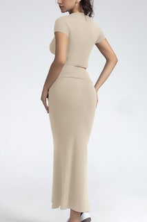 Foto 4 | Foto 4 | Conjunto De Dos Piezas Chyrii De Manga Corta Y Falda Larga Para Mujer - Venta Internacional.