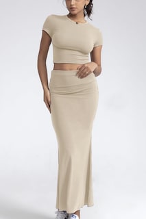 Foto 6 | Foto 6 | Conjunto De Dos Piezas Chyrii De Manga Corta Y Falda Larga Para Mujer - Venta Internacional.