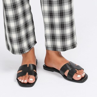 Foto 6 | Foto 6 | Slide Sandals Stratuxx Kaze Vestido Plano Con Punta Abierta Para Mujer Negro - Venta Internacional.