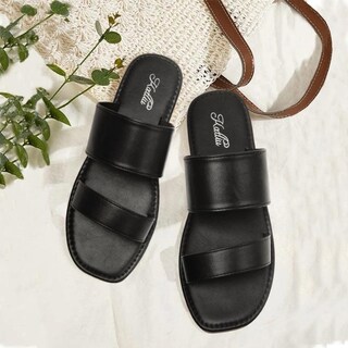 Foto 6 | Foto 6 | Sandalias Planas Katliu Para Mujer  Dos Correas  Punta Abierta  Negras - Venta Internacional.