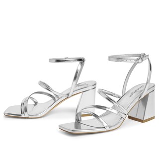 Foto 2 | Foto 2 | Sandalias Modatope Con Tacón De Tiras Para Mujer  Color Plateado  Talla 10 - Venta Internacional.