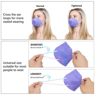 Foto 7 | Foto 7 | Mascarilla Facial Kn95 Akgk Protección Transpirable 50 Unidades Color Morado - Venta Internacional.