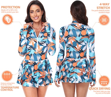 Foto 2 | Foto 2 | Traje De Baño Rash Guard Uniquebella Para Mujer Modesto Uv50+ Manga Larga - Venta Internacional.