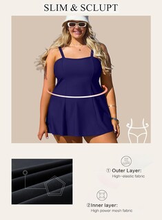 Foto 6 | Foto 6 | Traje De Baño De Una Pieza Aleumdr Azul Marino Para Mujer Talla Grande - Venta Internacional.