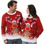 Jersey Navideño Fwv Ugly 2024 Light Up Reindeer Red Unisex - Venta Internacional.