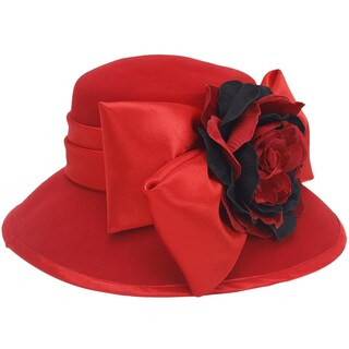 Foto 4 | Foto 4 | Gorro Forbusite Para Mujer Vestido De Fieltro De Lana Para Fiesta Otoño-invierno Rojo - Venta Internacional.