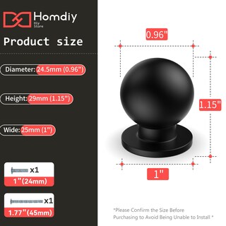 Foto 4 | Foto 4 | Pomos De Armario Homdiy Bola Redonda Aleación De Aluminio Negro 20 Unidades - Venta Internacional.