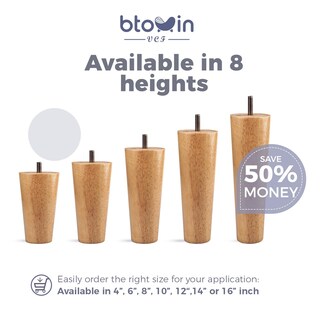 Foto 5 | Foto 5 | Patas De Madera Maciza Btowin De 5 Pulgadas Con Placa De Montaje  4 Piezas - Venta Internacional.