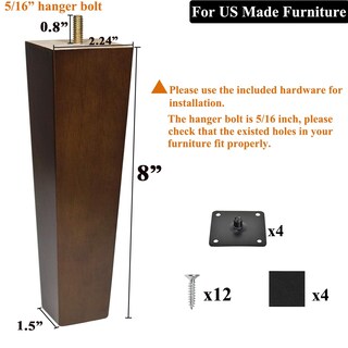 Foto 2 | Foto 2 | Juego De 4 Patas Para Muebles Aoryvic Madera Cuadrada 20 Cm Color Marrón - Venta Internacional.