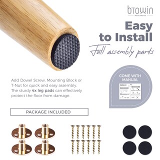 Foto 4 | Foto 4 | Patas De Madera Maciza Btowin De 15 Cm Con Placas De Montaje 4 Unidades - Venta Internacional.