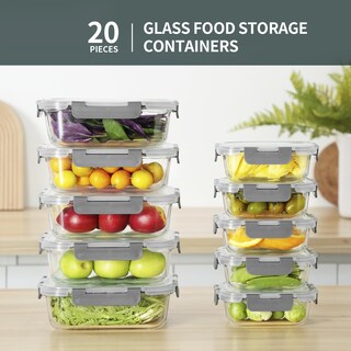 Foto 6 | Foto 6 | Recipientes De Vidrio Para Almacenamiento De Alimentos S Salient Juego De 20 Piezas - Venta Internacional.