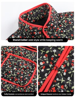 Foto 5 | Foto 5 | Chaqueta Acolchada Corta Omoone Con Estampado Floral Y Acolchado Para Mujer - Venta Internacional.