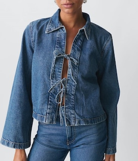 Foto 2 | Foto 2 | Chaqueta Vaquera Corta Louvasabuce Para Mujer Manga Larga Con Lazo En La Parte Delantera - Venta Internacional.