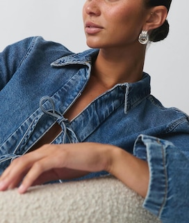 Foto 4 | Foto 4 | Chaqueta Vaquera Corta Louvasabuce Para Mujer Manga Larga Con Lazo En La Parte Delantera - Venta Internacional.