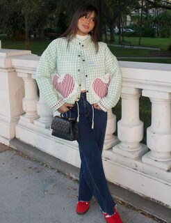 Foto 4 | Foto 4 | Chaqueta Acolchada Corta Wyeysyt Winter Gingham Green Para Mujer - Venta Internacional.