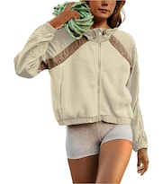Chaqueta Yozazzy Fuzzy Fleece Para Mujer Sherpa Otoño-invierno Beige - Venta Internacional.