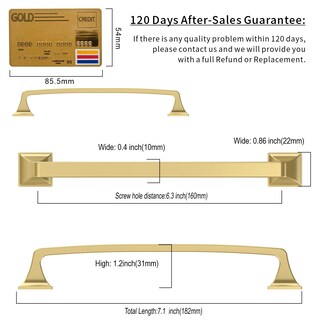 Foto 6 | Foto 6 | Tiradores De Armario Amerdeco De Latón Cepillado Dorado De 160 Mm Con Orificio Paquete De 10 - Venta Internacional.
