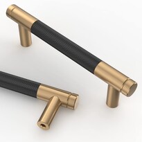 Tiradores De Armario Asidrama  Paquete De 10 Unidades  96 Mm  Negro Mate/bronce Champán - Venta Internacional.