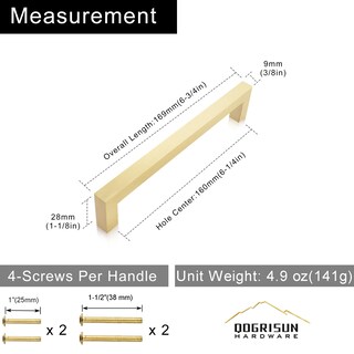 Foto 3 | Foto 3 | Tiradores De Cajones Cuadrados Dorados Qogrisun De Cabinet Pulls 160 Mm Cc - Venta Internacional.
