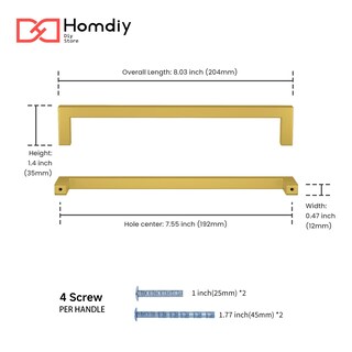 Foto 2 | Foto 2 | Armario Handles Homdiy Gold Centros Con Agujeros De 192 Mm Paquete De 6 Unidades - Venta Internacional.