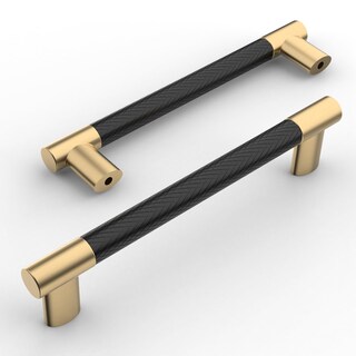 Foto 1 | Foto 1 | Tiradores De Armario Amerdeco Con Moleteado Negro Mate Y Dorado De 128 Mm - Venta Internacional.