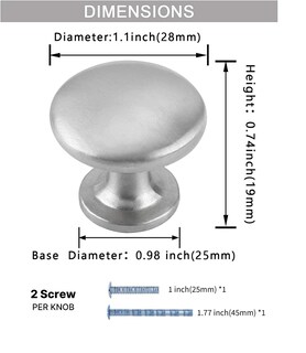 Foto 2 | Foto 2 | Pomos De Armario Homdiy Hd6050snb De Níquel Satinado Paquete De 12 - Venta Internacional.