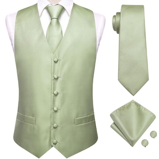 Foto 1 | Foto 1 | Conjunto De Chaleco Y Corbata De Seda Hi-tie Para Hombre Color Verde Menta - Venta Internacional.